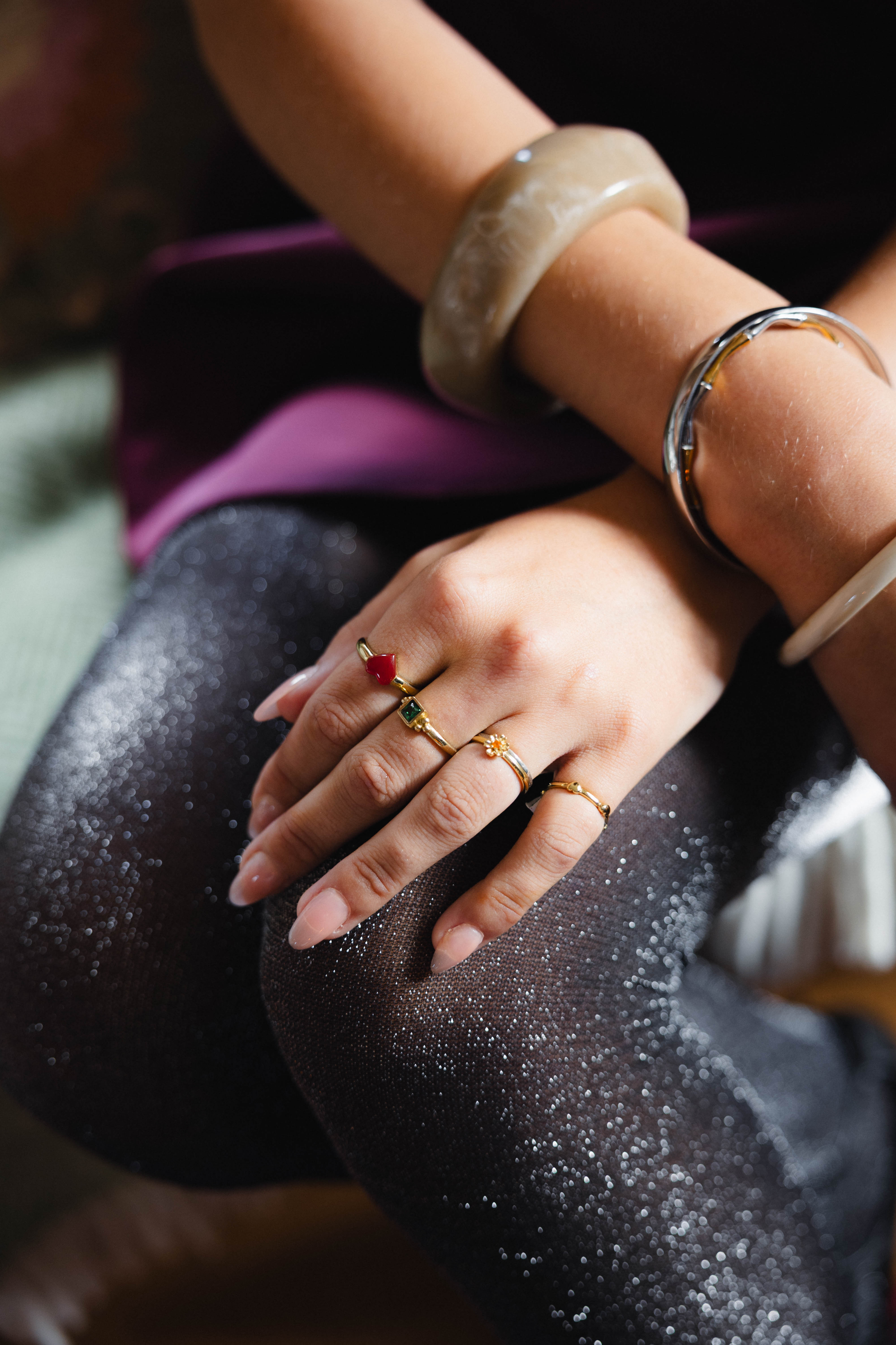 Ring Band Thick Heart Gold