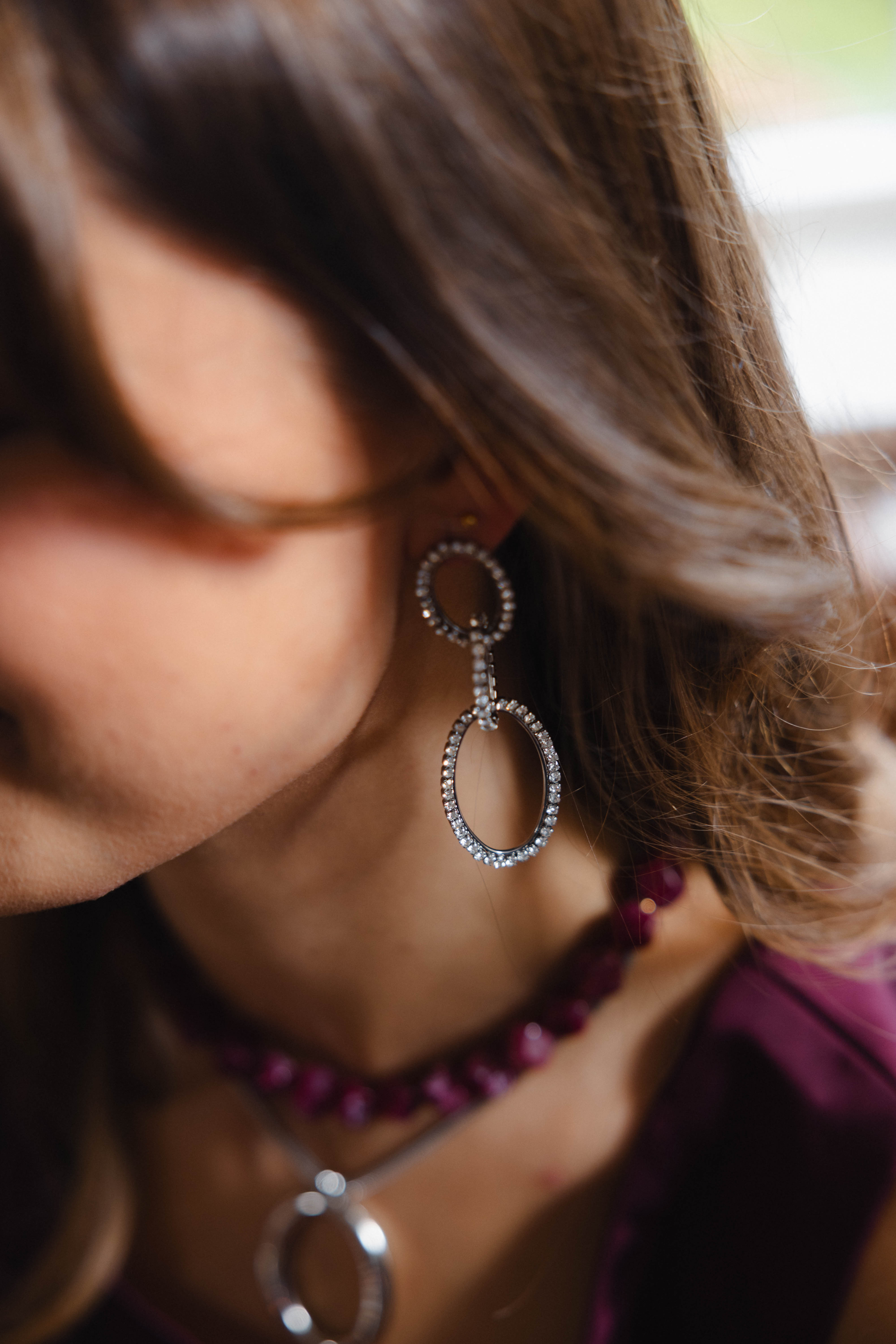 Funky Earrings (Set) Zircon Circles Silver