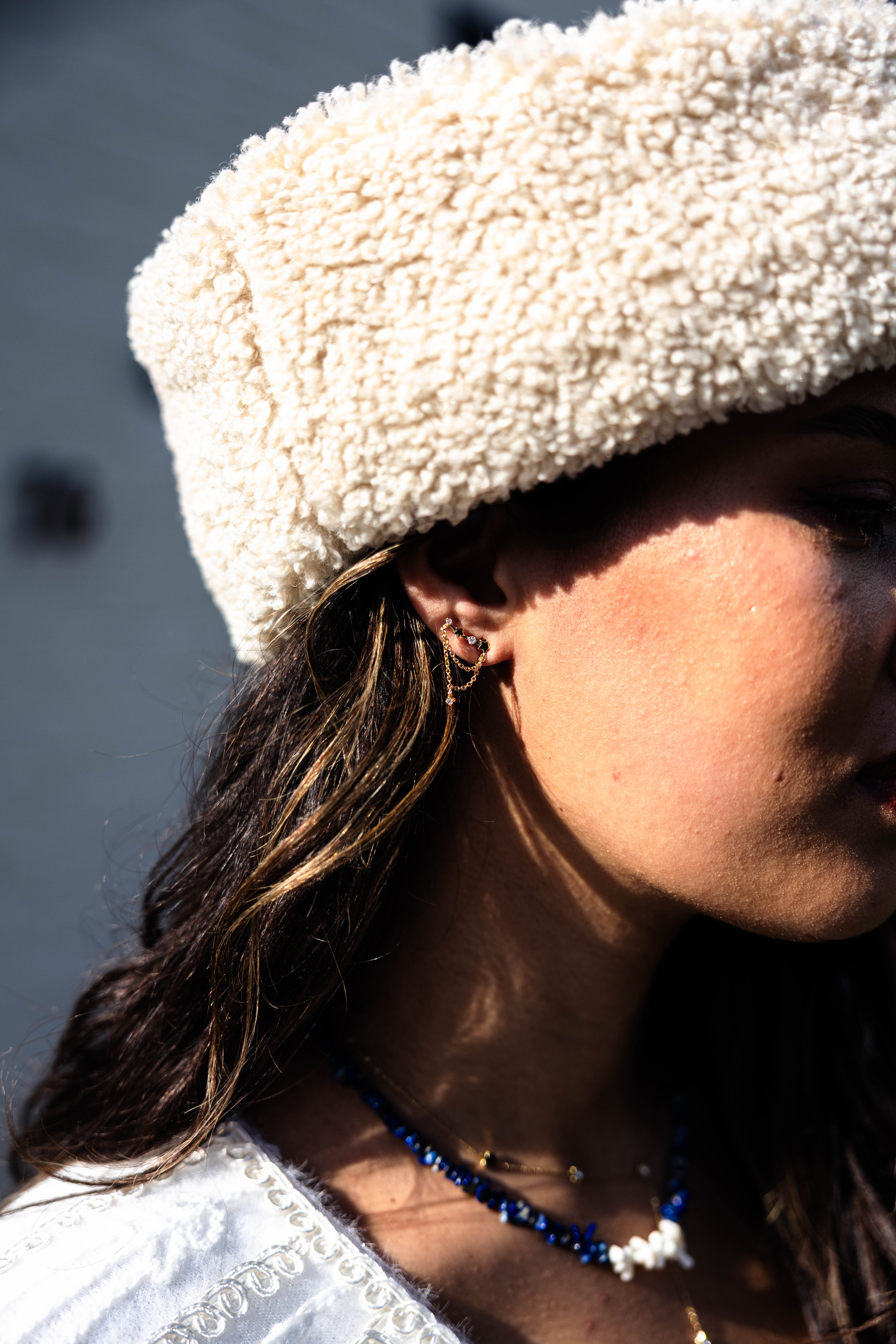 Earring Zircon Star Chain Gold