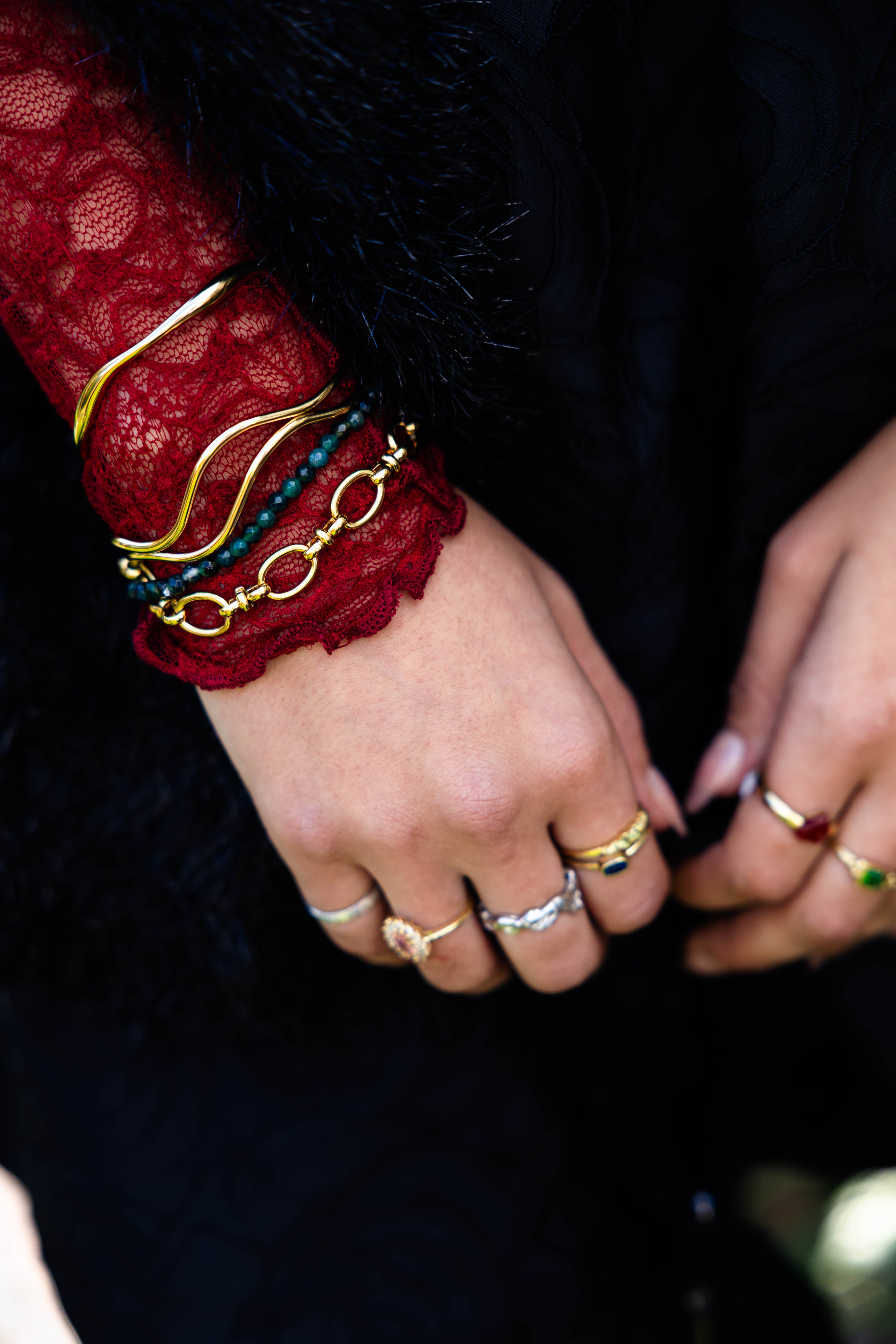 Bracelet Cuff Double Wave Gold