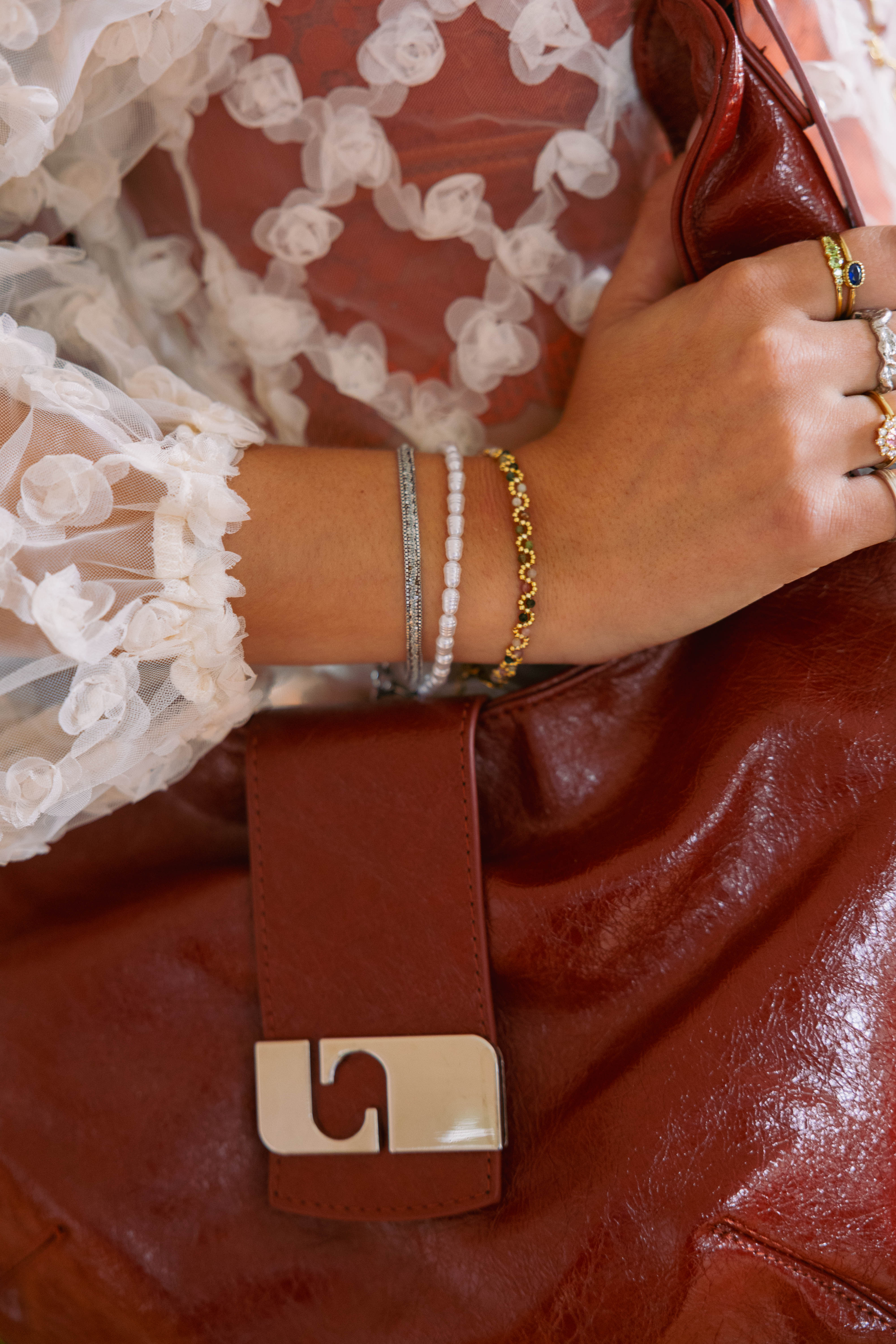 Bracelet Clasp Pearls Silver