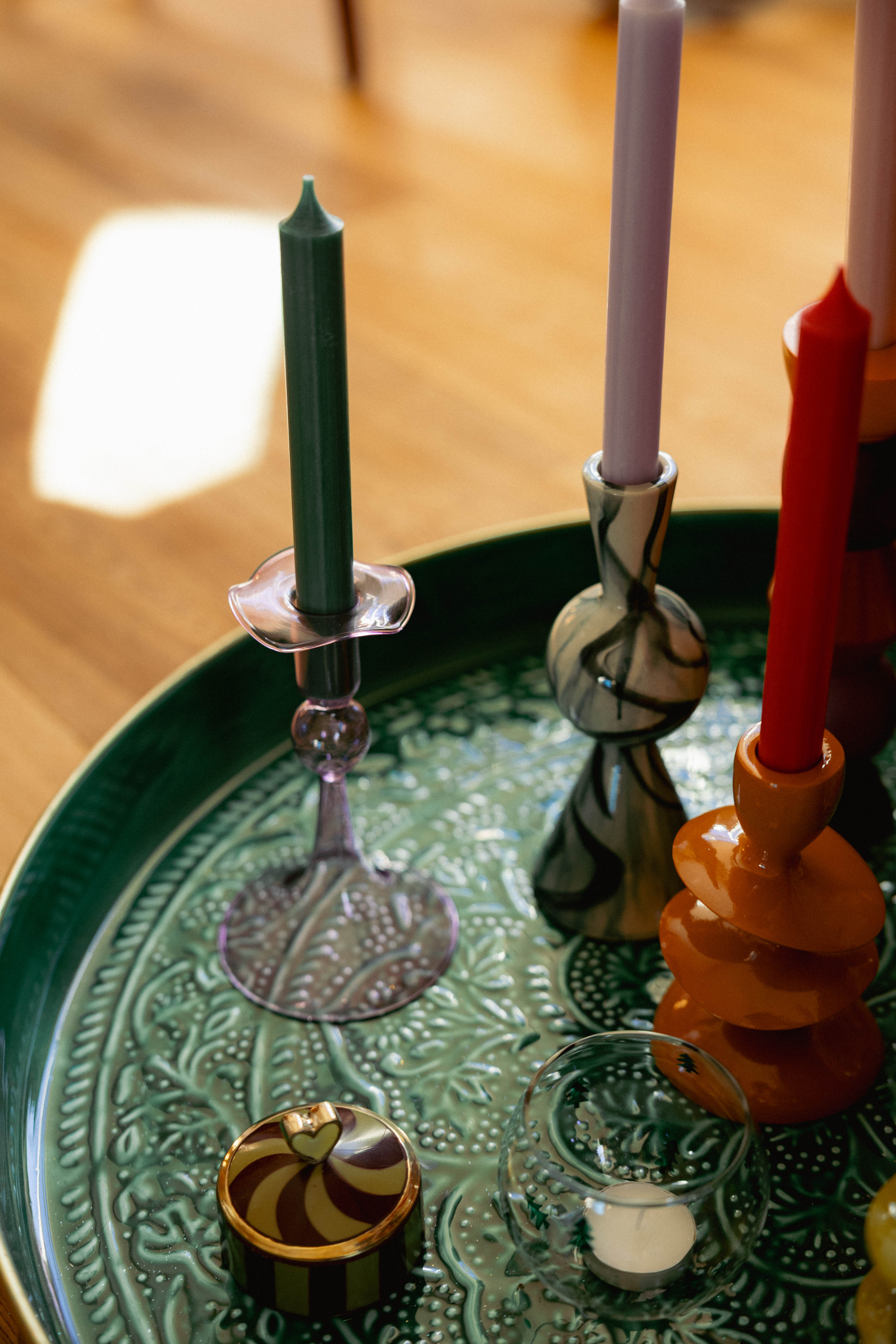 Candle Stick Glass Lilac 10x10x17.5cm