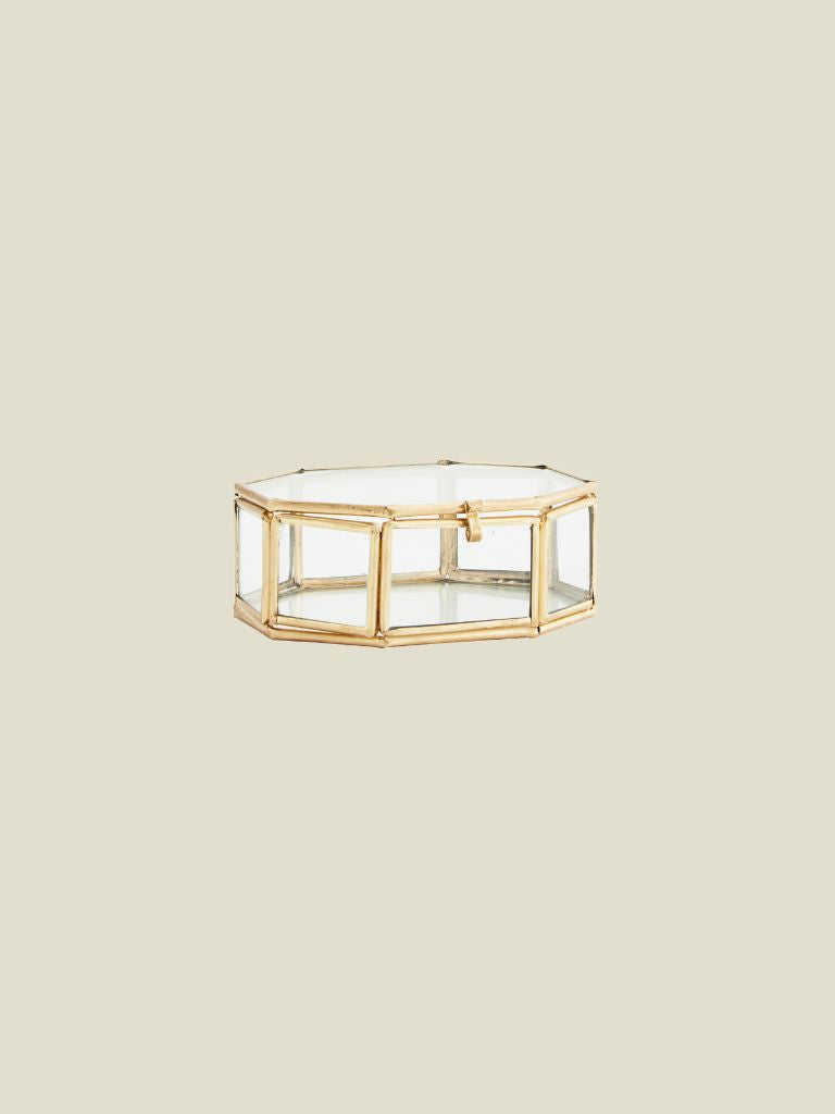 Glass Box Octagonal Brass