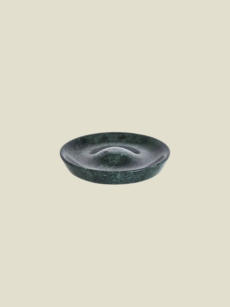 Incense Holder Round Marble Green