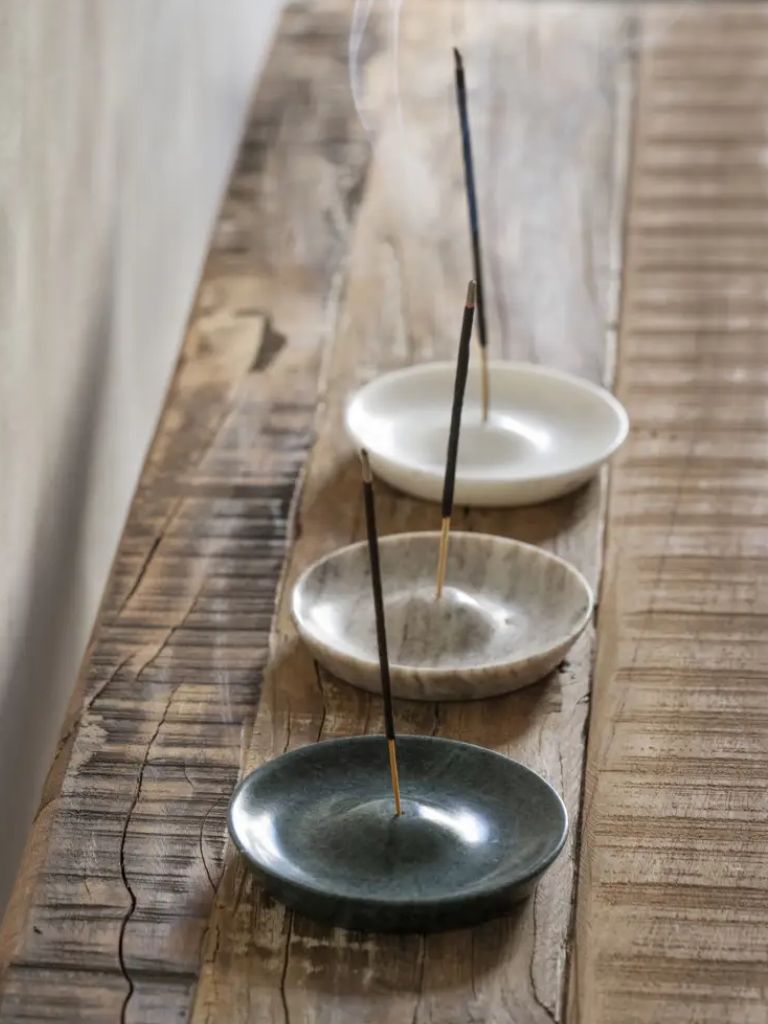 Incense Holder Round Marble Green