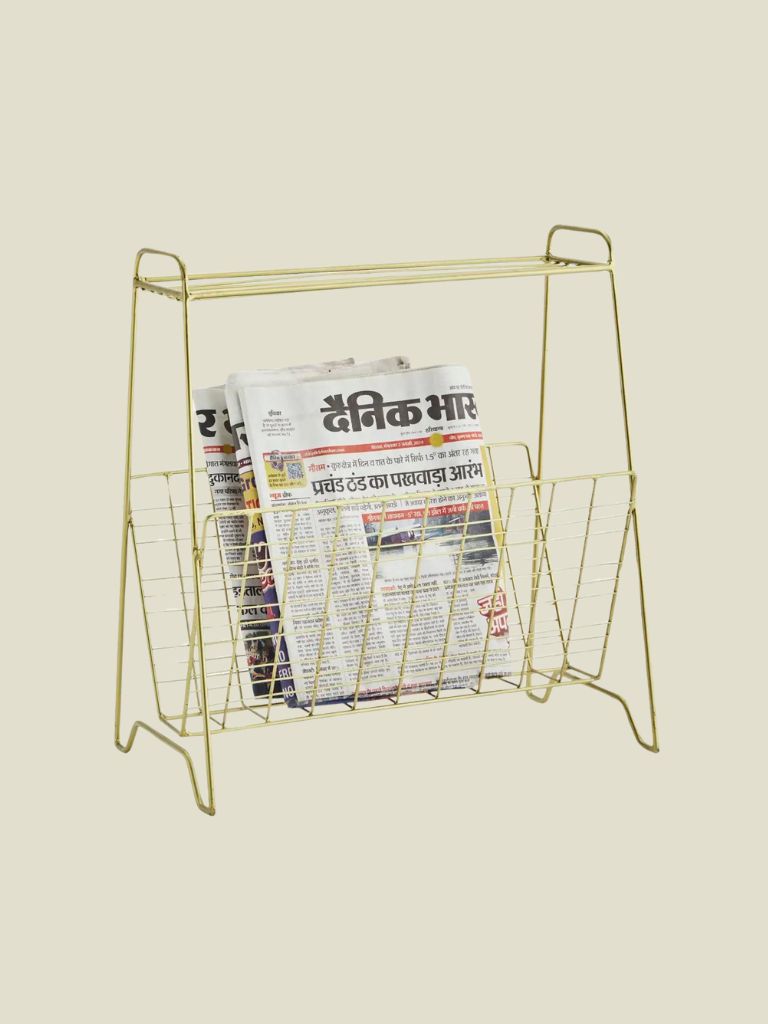 Iron Magazine Rack Brass