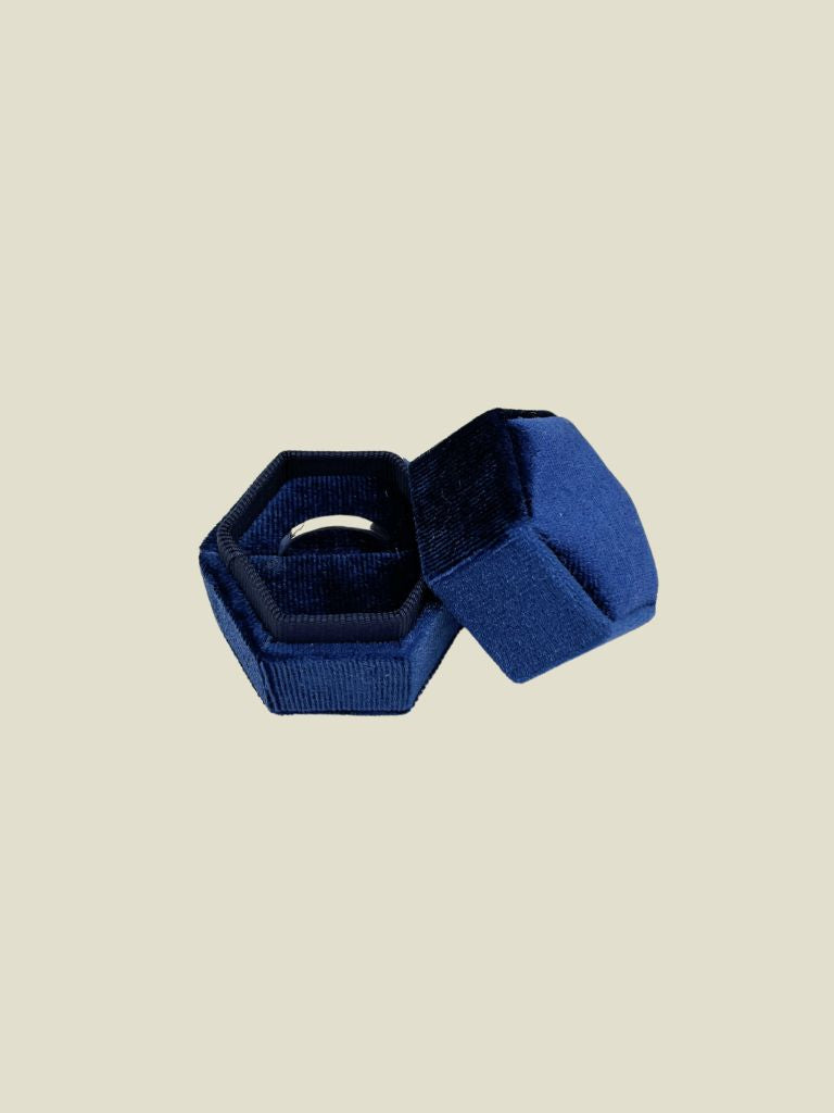 Jewelry Box Velvet Hexagon Dark Blue