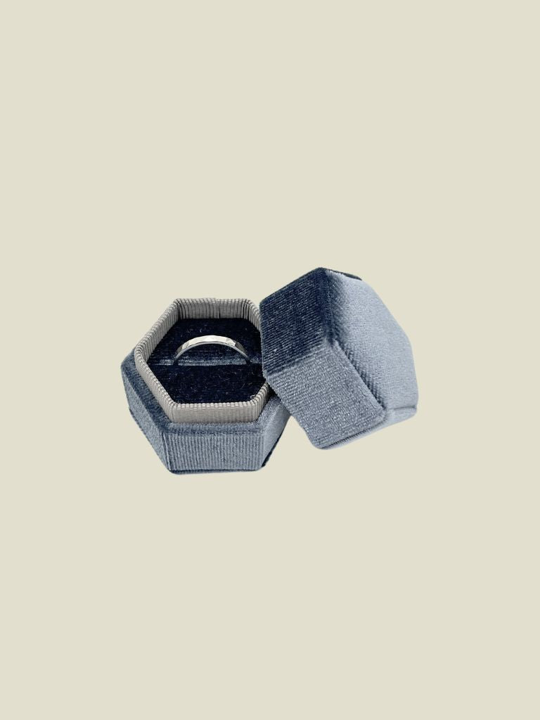 Jewelry Box Velvet Hexagon Grey Blue