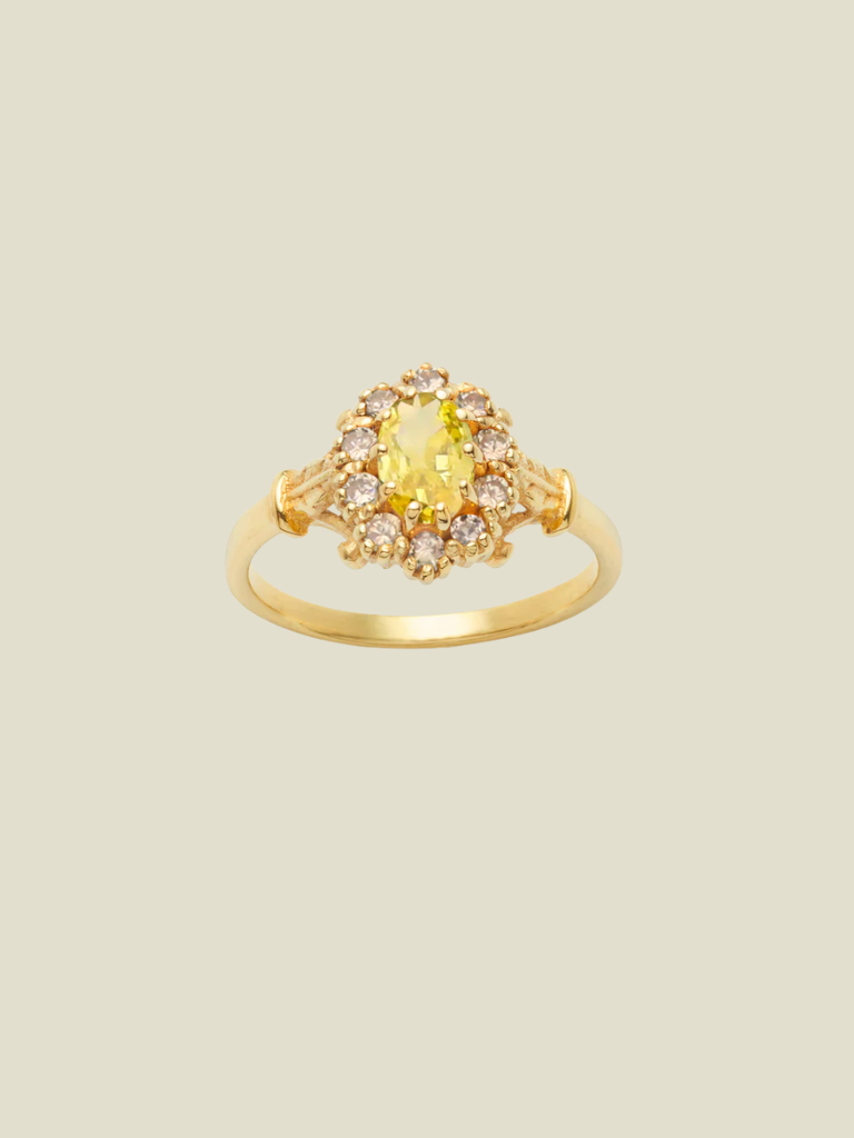 Ring Vintage Yellow Champagne Flower