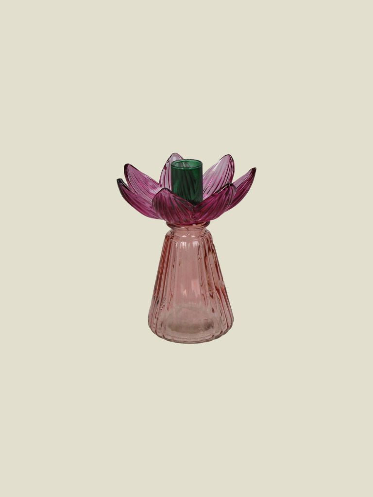 Candle Stick Flower Pink Green