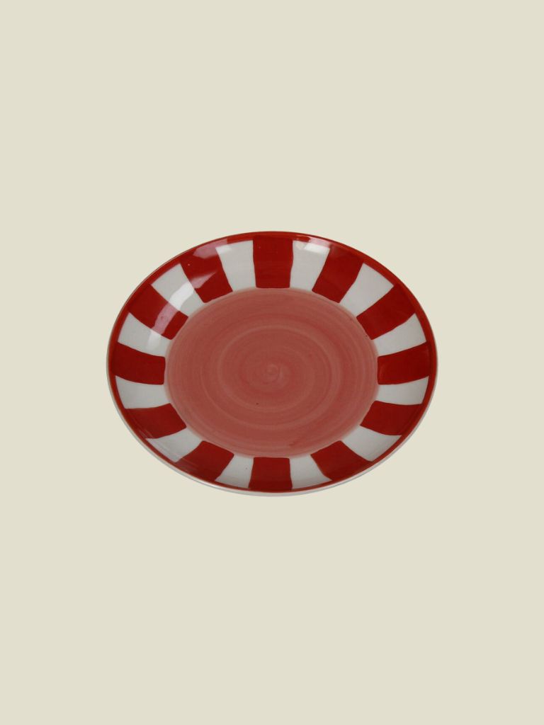 Plate Stripes Red