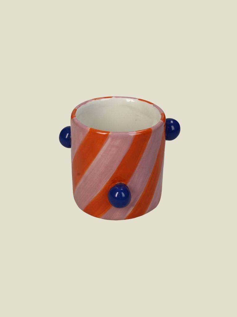 Planter Stoneware Striped Pink