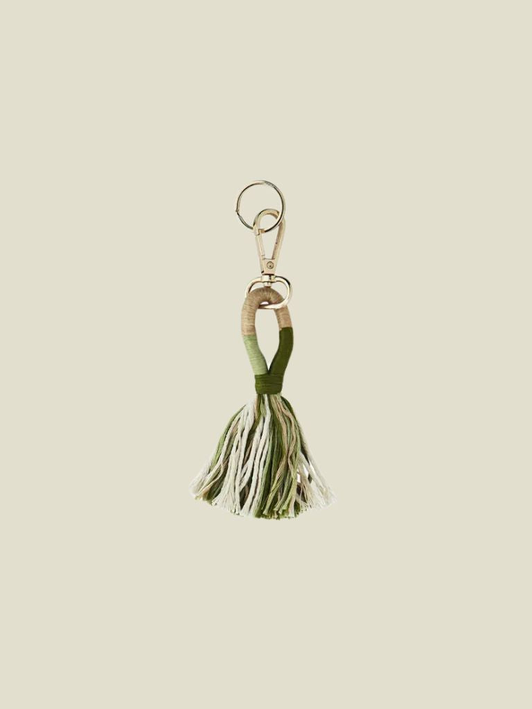 Key Hanger Tassel Green Beige