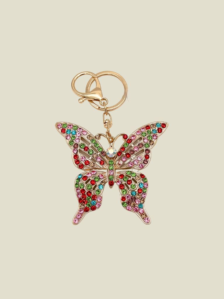 Keychain Big Butterfly Red Blue