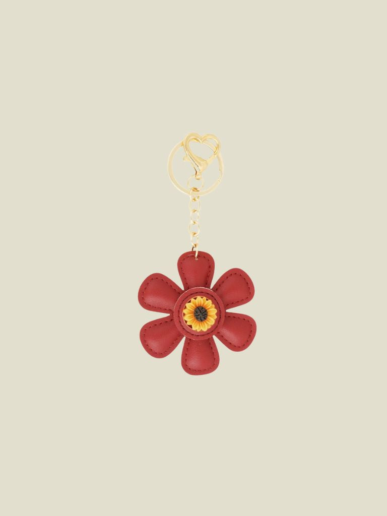 Keychain Floral Wine Red