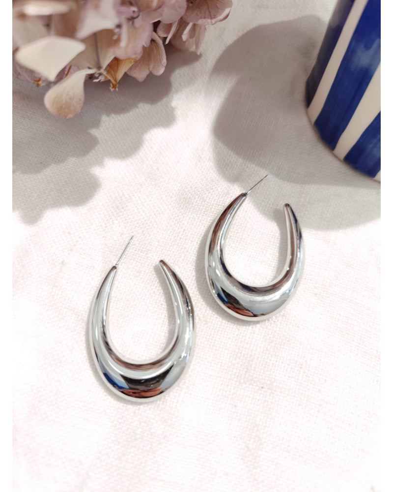 Funky Earrings (Set) Oval Hoop Silver