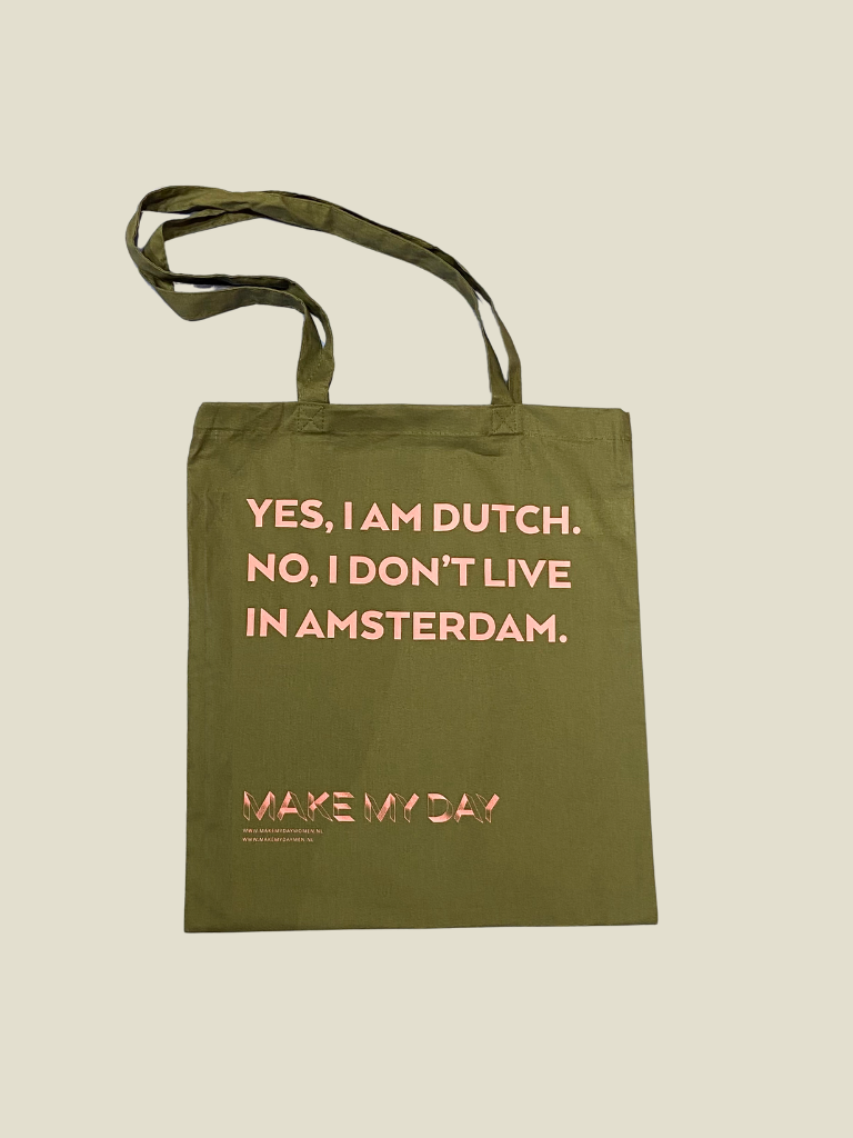 MMD Yes I'm Dutch Tote Bag Olive Pink