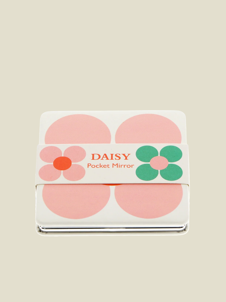 Mirror Square Pocket - Pink & Green Daisy