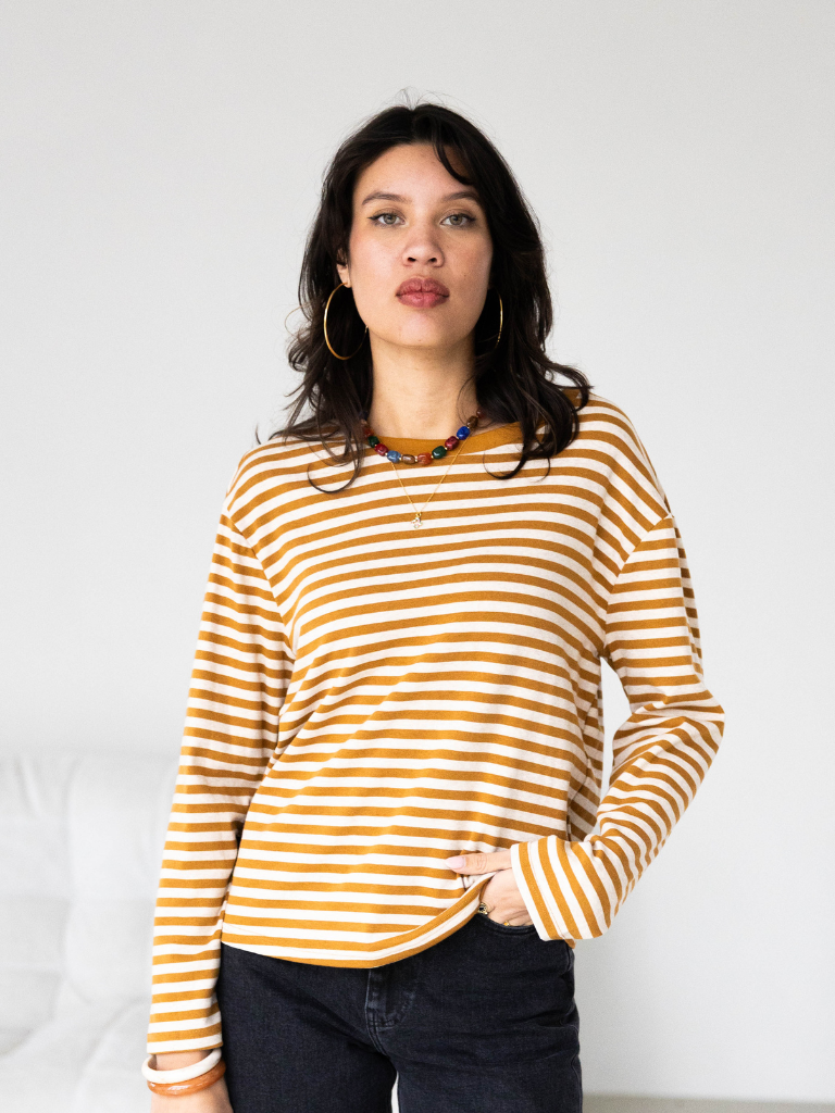 Longsleeve Ceren Striped Camel