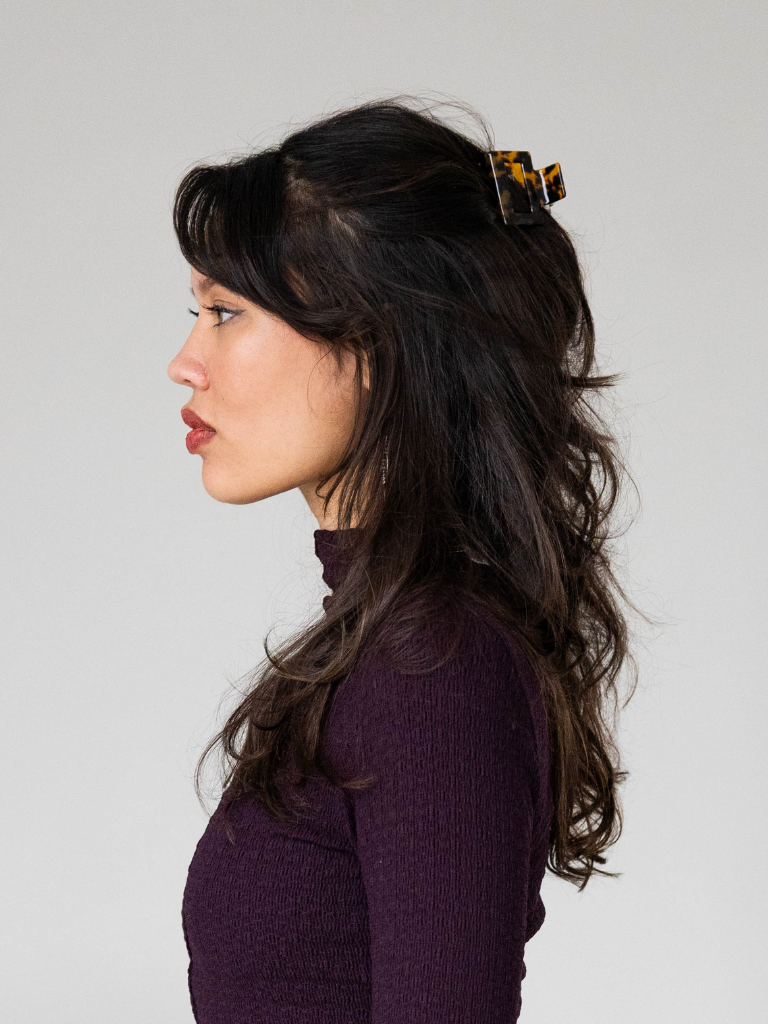 Hair Clip Dark Brown Square