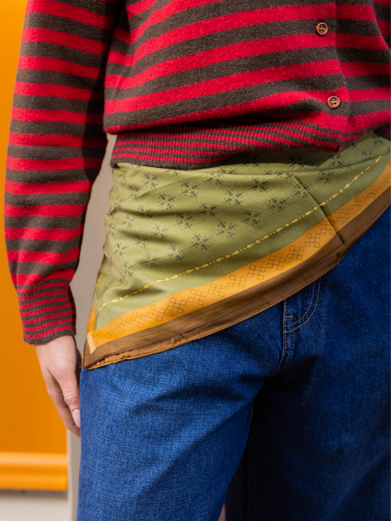 Scarf Valerie Green Brown Pattern