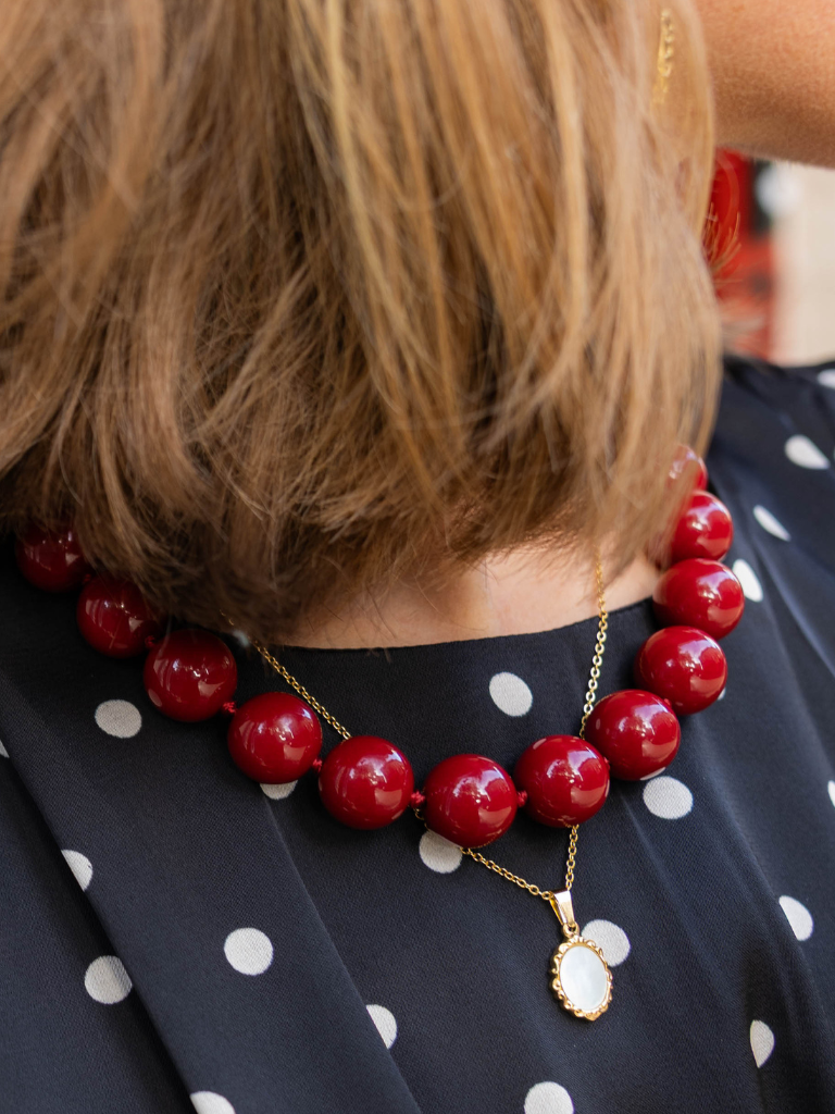 Necklace Big Beads Prune