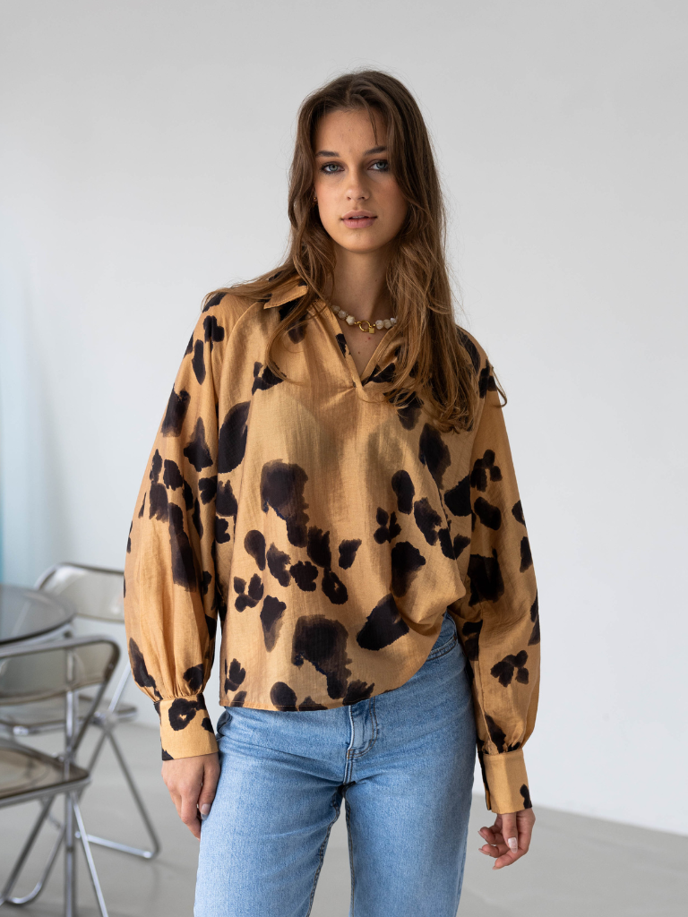 Blouse Nilla Romina Iced Coffee Leo