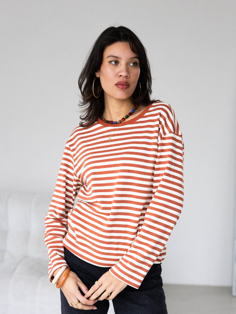 Longsleeve Ceren Striped Terra