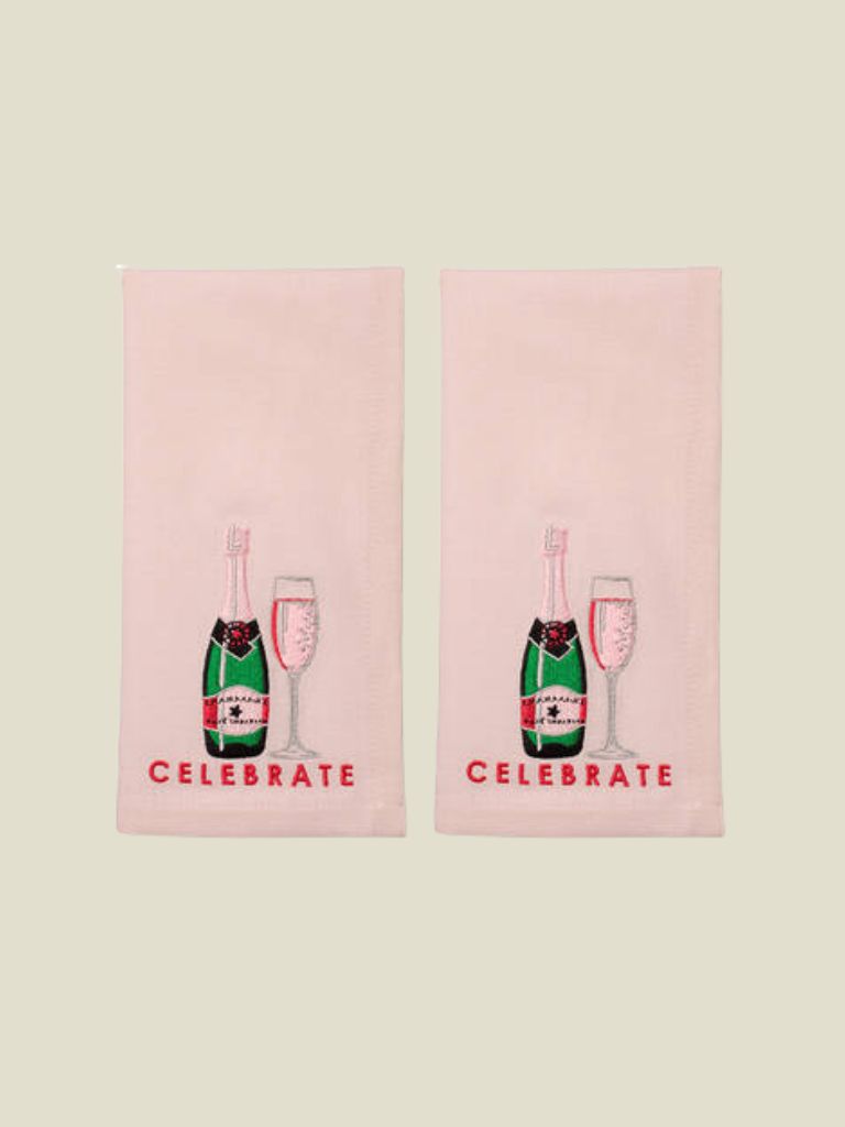 Napkins Embroidered Celebrate Soft Pink