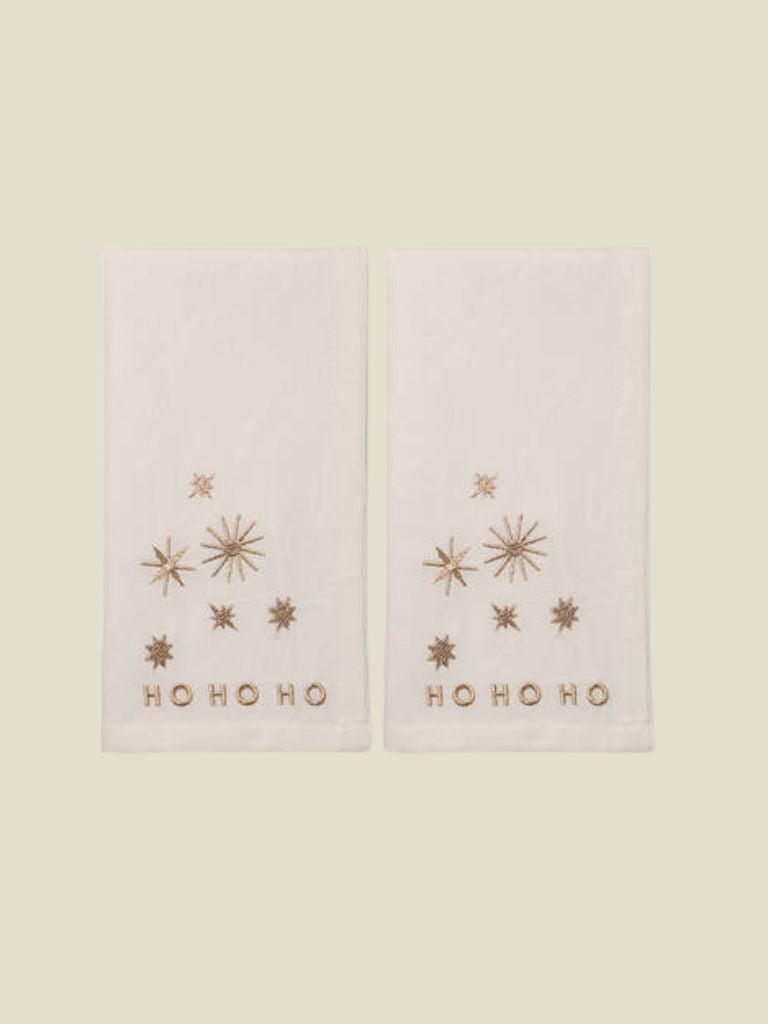 Napkins Embroidered Hohoho Ecru