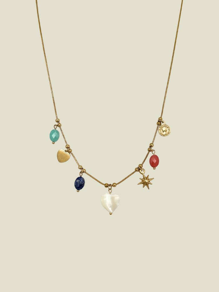 Necklace Beads White Heart