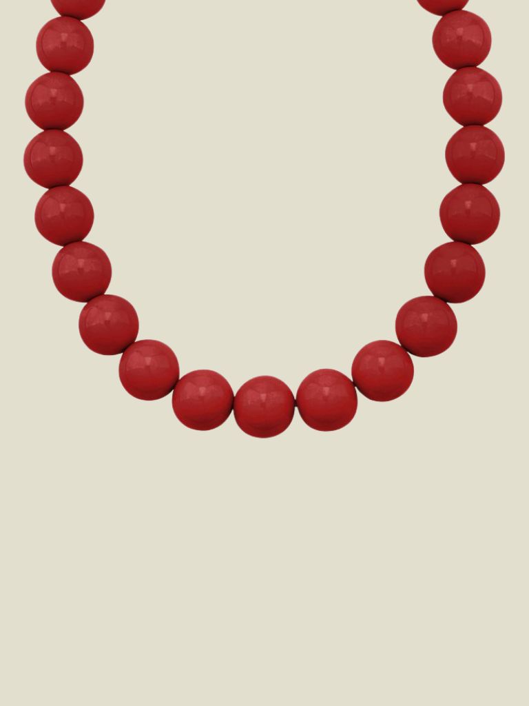 Necklace Big Beads Wine Red