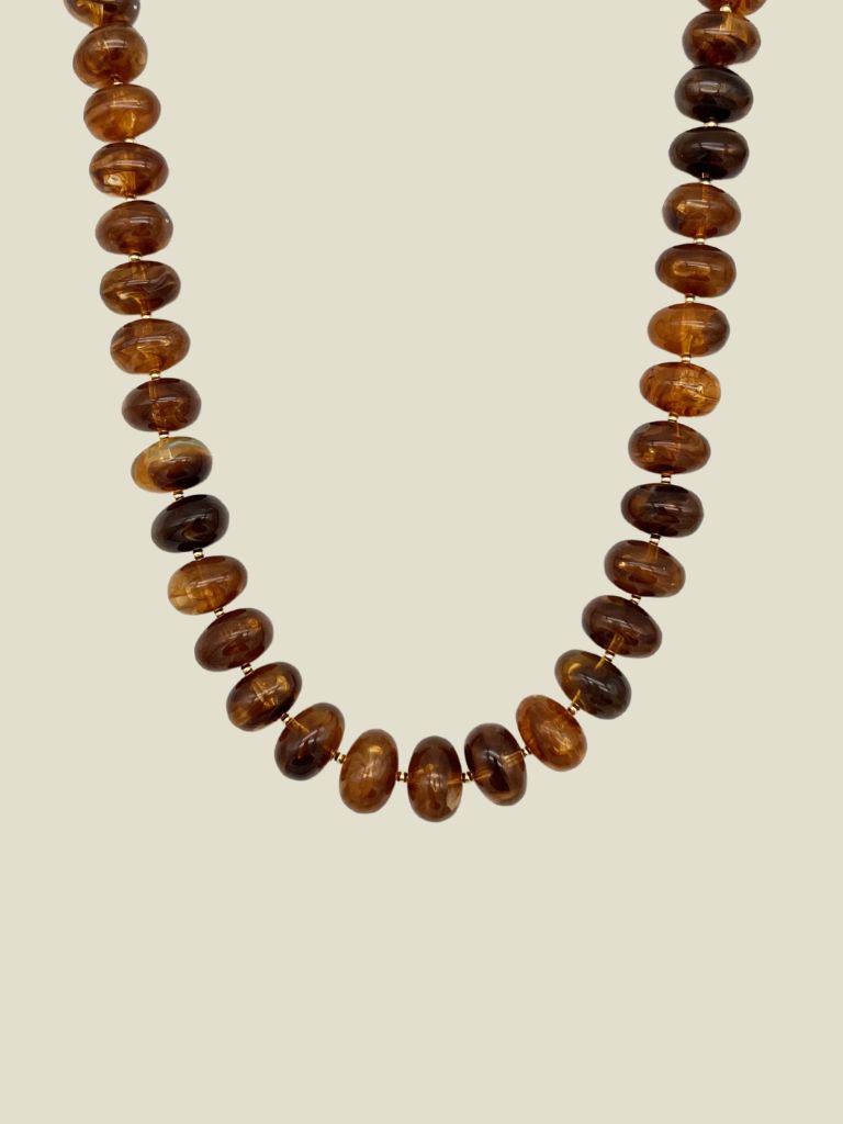 Necklace Big Resin Stones Brown