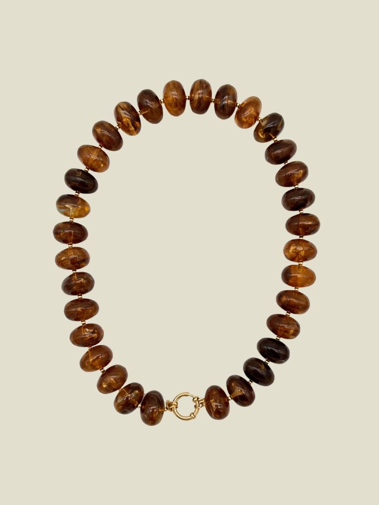 Necklace Big Resin Stones Brown