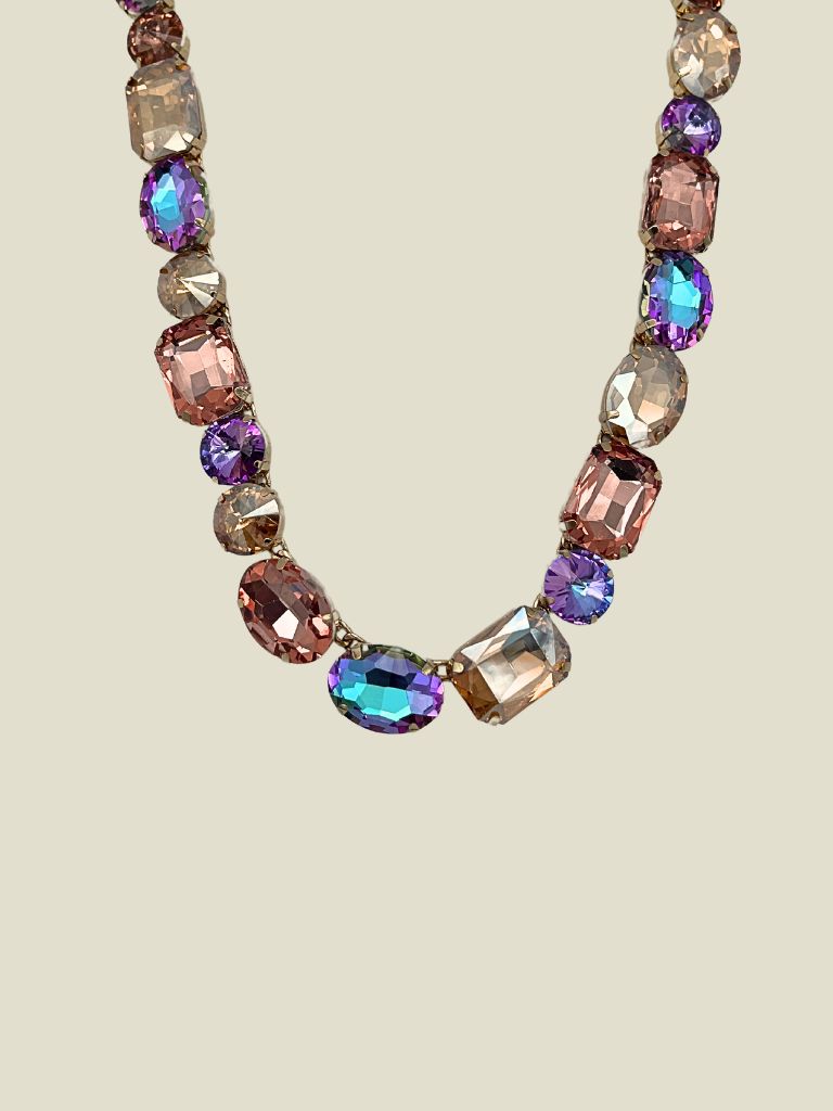 Necklace Big Shaped Beads Purple