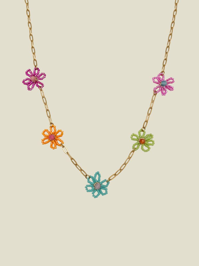 Necklace Colorful Flower Beads