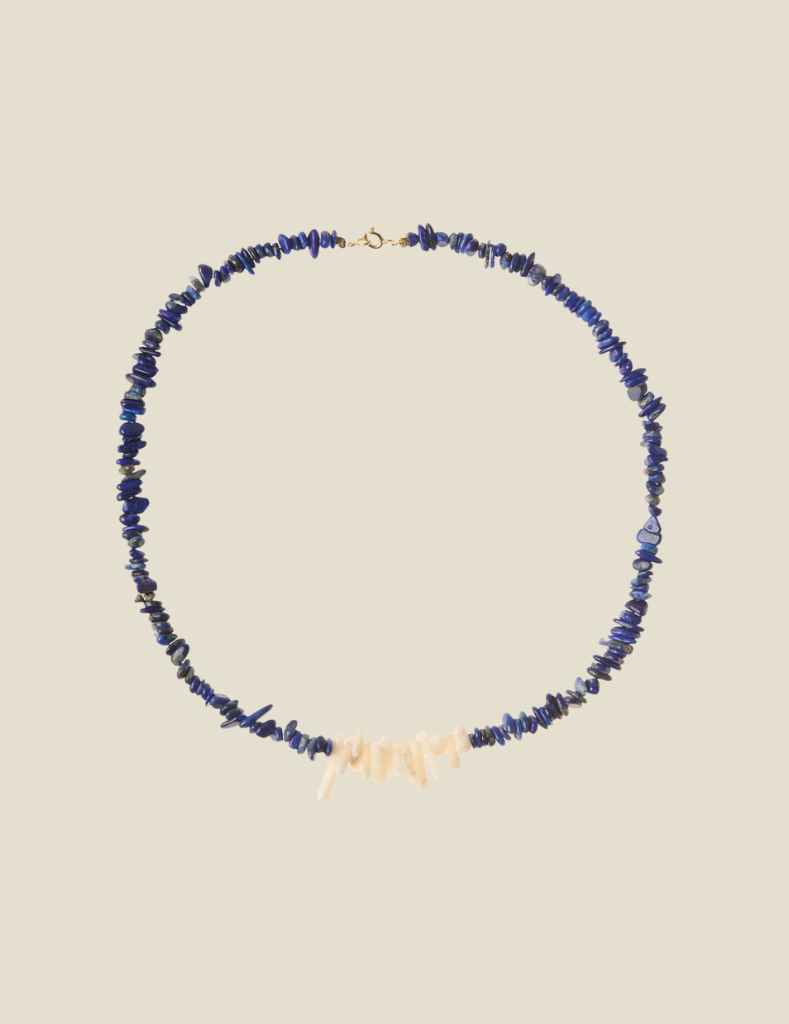 Necklace Coral Lapis Lazulli Lock Gold