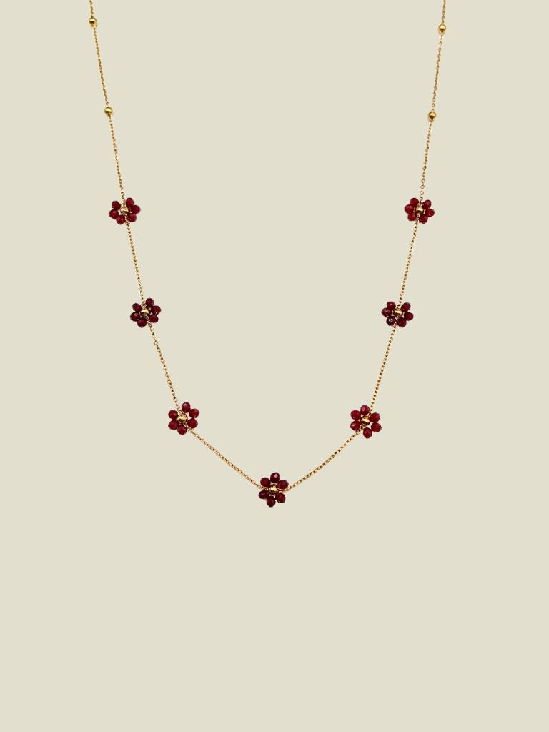 Necklace Flower Farandole Bordeaux