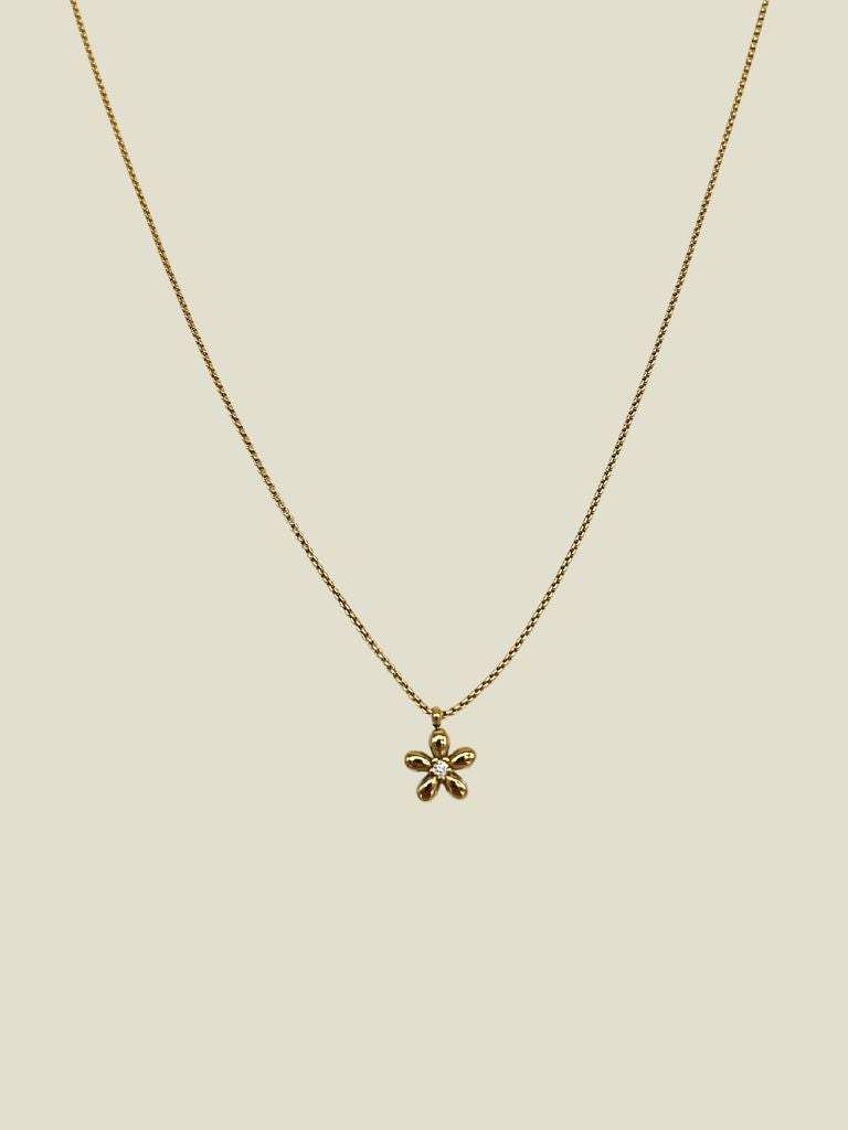 Necklace Flower Zircon Gold