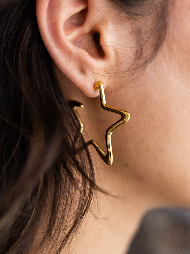 Funky Earrings (Set) Stars Gold