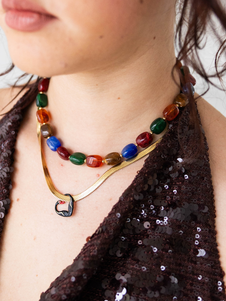 Necklace Acrylic Small Stones Multi