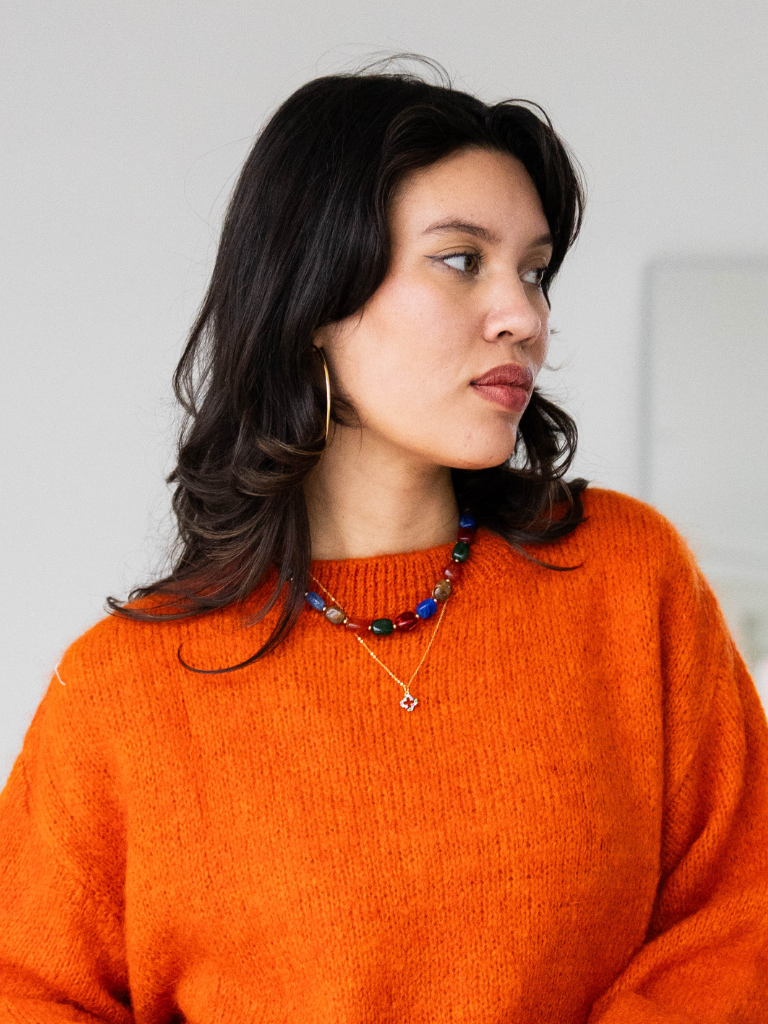 Necklace Coloured Zircon Flower Gold