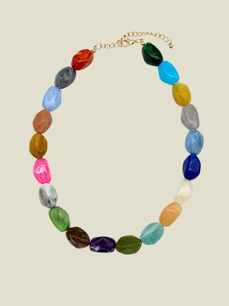 Necklace Multicolor Stones Gold