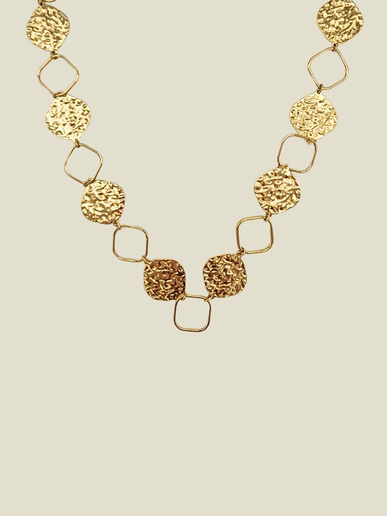 Necklace Open Structure Squares Gold