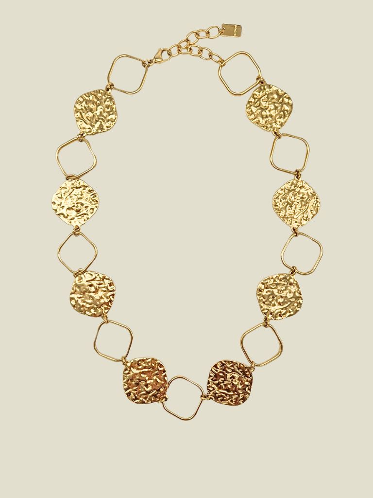 Necklace Open Structure Squares Gold