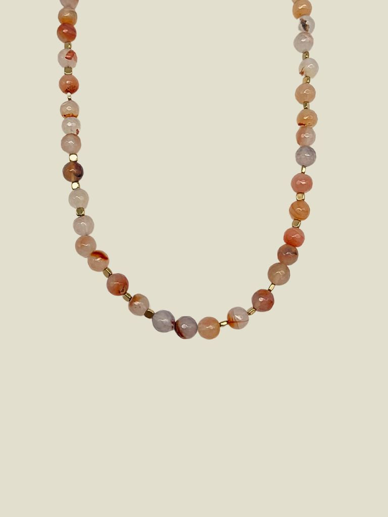 Necklace Peach Nature Stones Gold