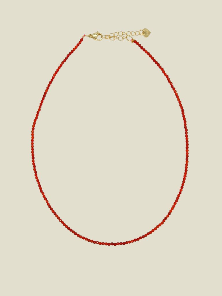 Necklace Red Small Beads Gold