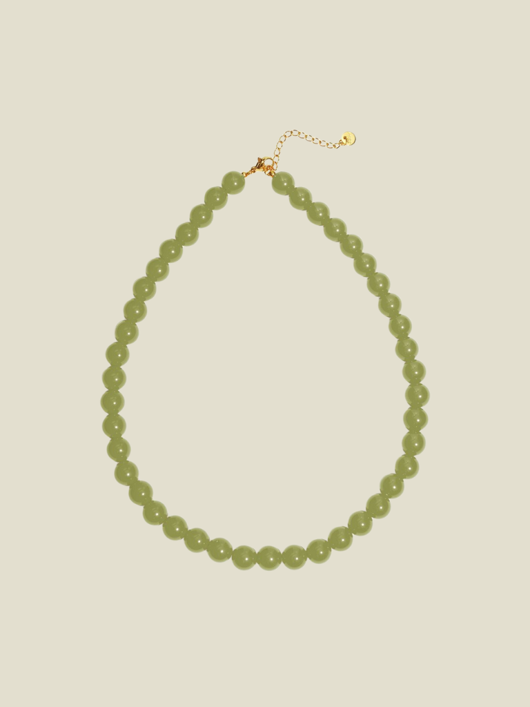 Necklace Small Beads Olive Green
