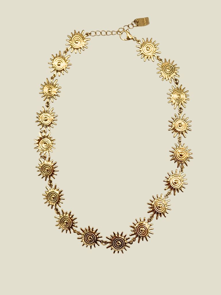 Necklace Spiral Flower Gold