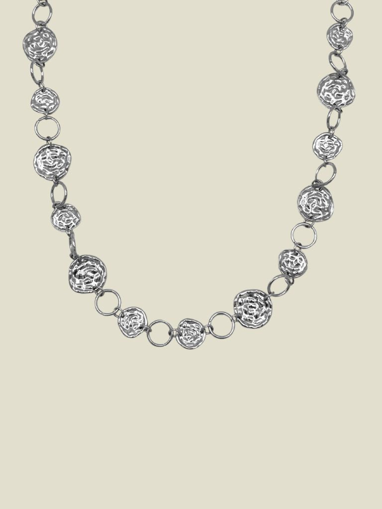 Necklace Stamped Circles Silver